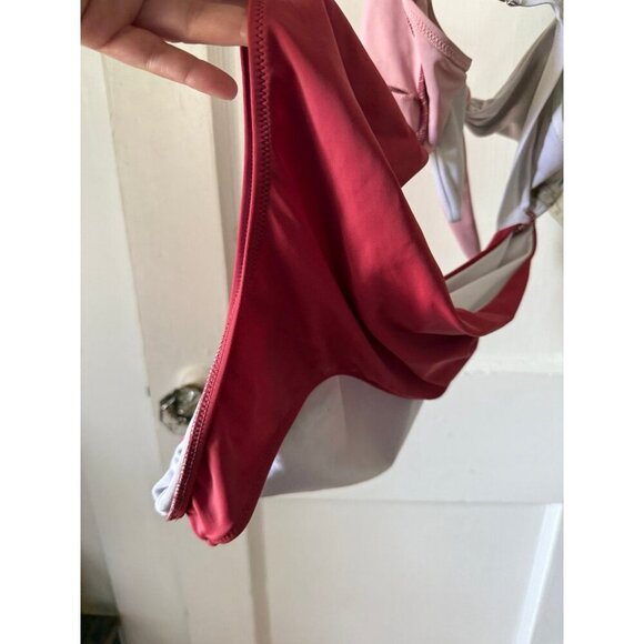 SHEIN women’s size large cut out pink white red bathing suit - Picture 8 of 9